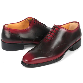 Paul Parkman 081-B51 Men's Shoes Red & Black Calf-Skin Leather Goodyear Welted Oxfords (PM6364)-AmbrogioShoes