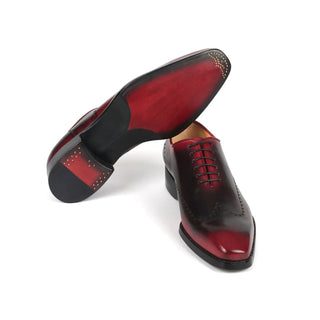 Paul Parkman 081-B51 Men's Shoes Red & Black Calf-Skin Leather Goodyear Welted Oxfords (PM6364)-AmbrogioShoes