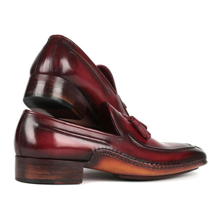 Paul Parkman 082-BRD Men's Shoes Bordeaux Calf-Skin Leather Opanka-Sewed Tassel Loafers (PM6358)-AmbrogioShoes