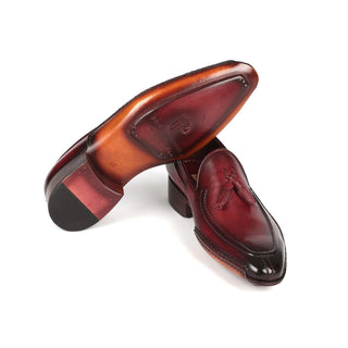 Paul Parkman 082-BRD Men's Shoes Bordeaux Calf-Skin Leather Opanka-Sewed Tassel Loafers (PM6358)-AmbrogioShoes