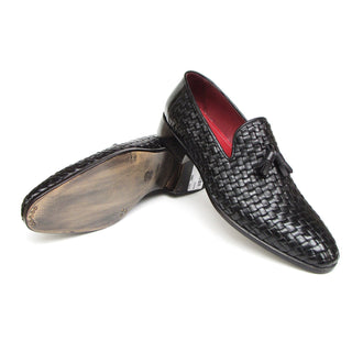 Paul Parkman 085 Woven Leather Tassels Loafer (PM6478)-AmbrogioShoes