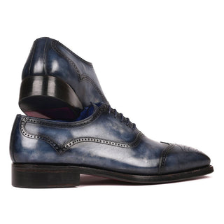 Paul Parkman 094-NVY Men's Shoes Navy Calf-Skin Leather Goodyear Oxfords (PM6287)-AmbrogioShoes