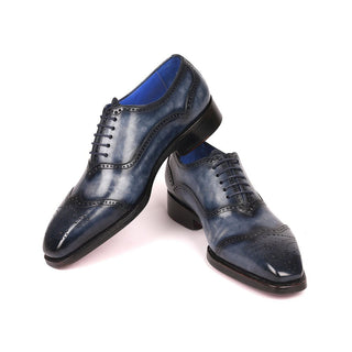 Paul Parkman 094-NVY Men's Shoes Navy Calf-Skin Leather Goodyear Oxfords (PM6287)-AmbrogioShoes