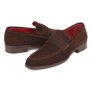 Paul Parkman 10SD83 Men's Shoes Brown Suede Leather Penny Loafers (PM6321)-AmbrogioShoes