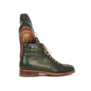 Paul Parkman 12811-GRN Men's Shoes Green Crocodile Print / Calf-Skin Leather Boots (PM6285)-AmbrogioShoes