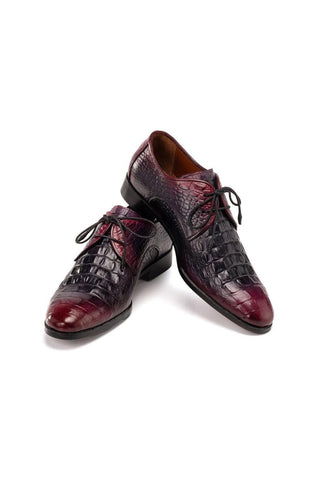 Paul Parkman 1438 Men's Shoes Crocodile Print Calf-Skin Leather Derby (PM6363)-AmbrogioShoes