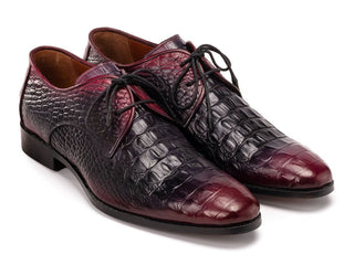 Paul Parkman 1438 Men's Shoes Crocodile Print Calf-Skin Leather Derby (PM6363)-AmbrogioShoes