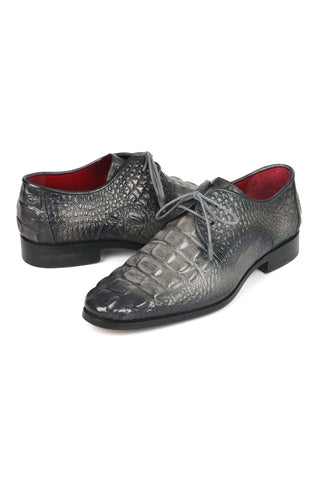 Paul Parkman 1438GRY Gray Crocodile Embossed / Leather Derby (PM6330)