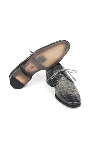 Paul Parkman 1438GRY Gray Crocodile Embossed / Leather Derby (PM6330)