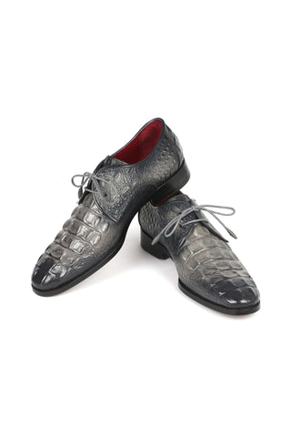 Paul Parkman 1438GRY Gray Crocodile Embossed / Leather Derby (PM6330)