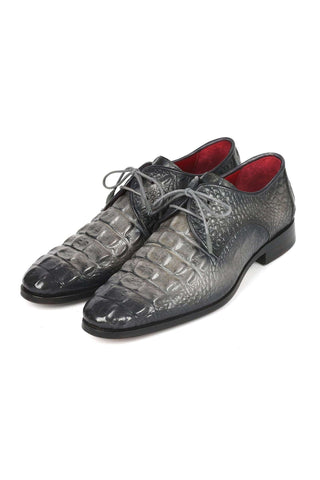Paul Parkman 1438GRY Gray Crocodile Embossed / Leather Derby (PM6330)