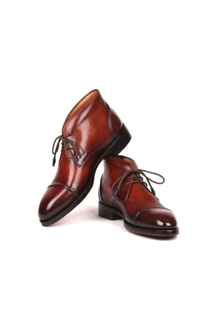 Paul Parkman 144BRW68 Brown Leather Cap-Toe Chukka Boots(PM6252)