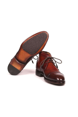 Paul Parkman 144BRW68 Brown Leather Cap-Toe Chukka Boots(PM6252)