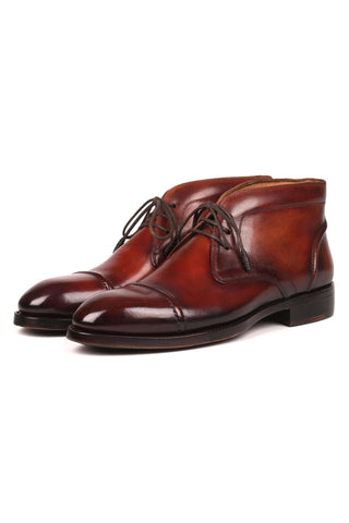 Paul Parkman 144BRW68 Brown Leather Cap-Toe Chukka Boots(PM6252)