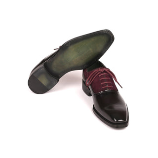 Paul Parkman 17BUR85 Men's Shoes Black & Burgundy Suede / Patent Leather Goodyear Welted Dress Oxfords (PM6324)-AmbrogioShoes