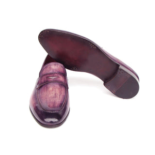 Paul Parkman 17PRP33 Men's Handmade Shoes Purple Patina Leather Penny Loafers (PM6390)-AmbrogioShoes