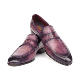 Paul Parkman 17PRP33 Men's Handmade Shoes Purple Patina Leather Penny Loafers (PM6390)-AmbrogioShoes