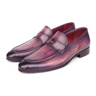 Paul Parkman 17PRP33 Men's Handmade Shoes Purple Patina Leather Penny Loafers (PM6390)-AmbrogioShoes