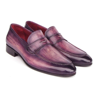 Paul Parkman 17PRP33 Men's Handmade Shoes Purple Patina Leather Penny Loafers (PM6390)-AmbrogioShoes
