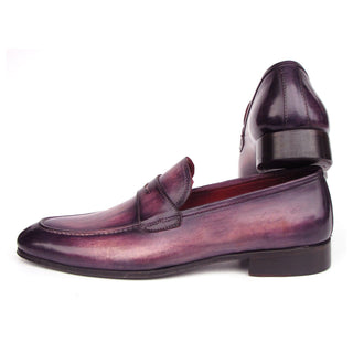 Paul Parkman 17PRP33 Men's Handmade Shoes Purple Patina Leather Penny Loafers (PM6419)-AmbrogioShoes