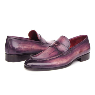 Paul Parkman 17PRP33 Men's Handmade Shoes Purple Patina Leather Penny Loafers (PM6419)-AmbrogioShoes