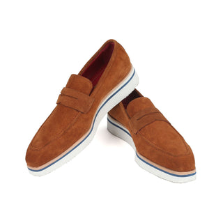 Paul Parkman 180 Men's Handmade Shoes Camel Suede Leather Smart Casual Penny Loafers (PM6323)-AmbrogioShoes