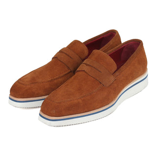 Paul Parkman 180 Men's Handmade Shoes Camel Suede Leather Smart Casual Penny Loafers (PM6323)-AmbrogioShoes
