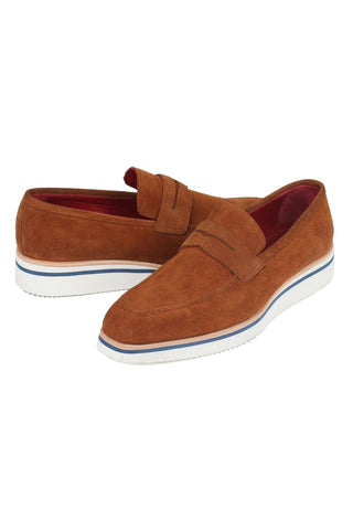 Paul Parkman 180 Men's Handmade Shoes Camel Suede Smart Casual Penny Loafers (PM6323)