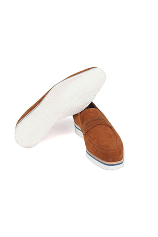 Paul Parkman 180 Men's Handmade Shoes Camel Suede Smart Casual Penny Loafers (PM6323)