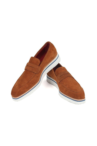 Paul Parkman 180 Men's Handmade Shoes Camel Suede Smart Casual Penny Loafers (PM6323)