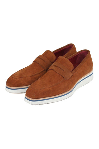 Paul Parkman 180 Men's Handmade Shoes Camel Suede Smart Casual Penny Loafers (PM6323)