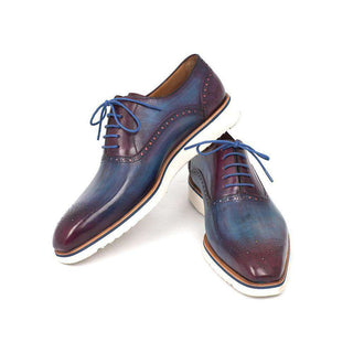 Paul Parkman Handmade Shoes Smart Casual Oxfords Shoes For Men Blue & Purple (PM5307)-AmbrogioShoes