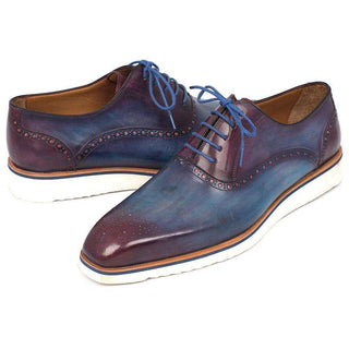 Paul Parkman Handmade Shoes Smart Casual Oxfords Shoes For Men Blue & Purple (PM5307)-AmbrogioShoes