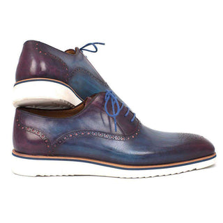 Paul Parkman Handmade Shoes Smart Casual Oxfords Shoes For Men Blue & Purple (PM5307)-AmbrogioShoes