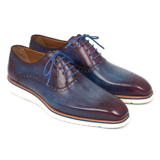 Paul Parkman Handmade Shoes Smart Casual Oxfords Shoes For Men Blue & Purple (PM5307)-AmbrogioShoes