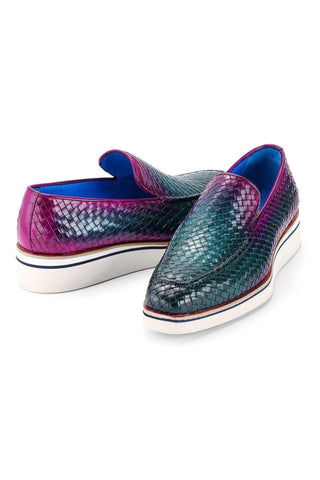 Paul Parkman 186-WN Woven Leather Casual Loafers (PM6434)