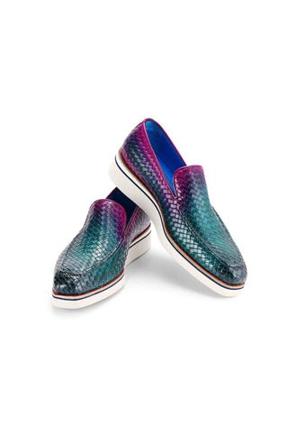 Paul Parkman 186-WN Woven Leather Casual Loafers (PM6434)