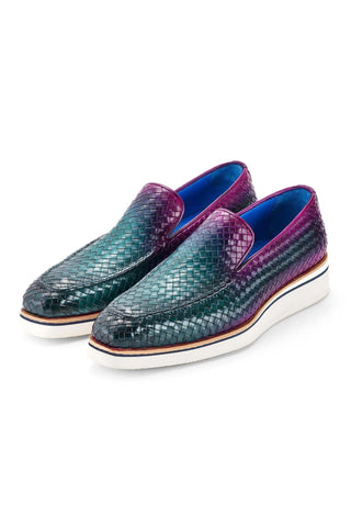 Paul Parkman 186-WN Woven Leather Casual Loafers (PM6434)