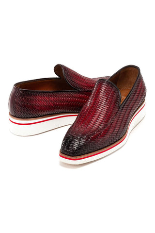 Paul Parkman 186-WN Woven Leather Casual Loafers (PM6434)