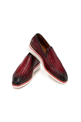 Paul Parkman 186-WN Woven Leather Casual Loafers (PM6434)