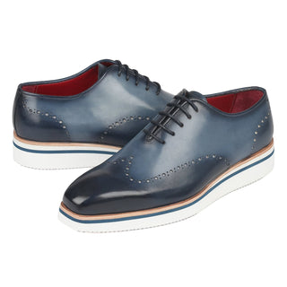 Paul Parkman 187-NAVY Men's Shoes Navy Calf-Skin Leather Smart Casual Oxfords (PM6315)-AmbrogioShoes