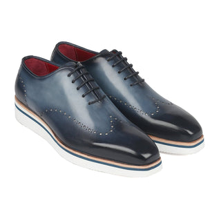 Paul Parkman 187-NAVY Men's Shoes Navy Calf-Skin Leather Smart Casual Oxfords (PM6315)-AmbrogioShoes