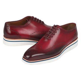 Paul Parkman 188-BRD Men's Shoes Bordeaux Calf-Skin Leather Smart Casual Oxfords (PM6317)-AmbrogioShoes