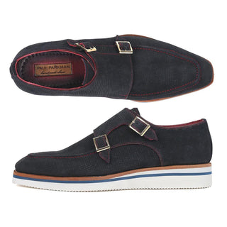Paul Parkman 189 Men's Shoes Suede Leather Casual Double Monk-Strap (PM6483)-AmbrogioShoes
