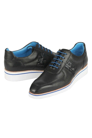 Paul Parkman 192-BLK Black Floater Leather Sneakers (PM6371)