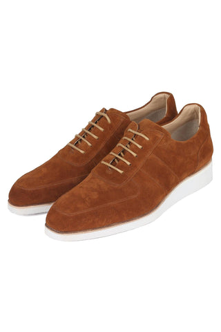 Paul Parkman 192-SD-CML Men's Handmade Shoes Camel Suede Casual Sneakers (PM6384)