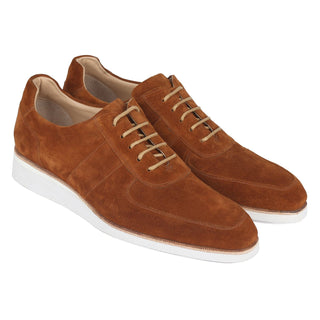 Paul Parkman 192-SD-CML Men's Shoes Camel Suede Leather Casual Sneakers (PM6384)-AmbrogioShoes