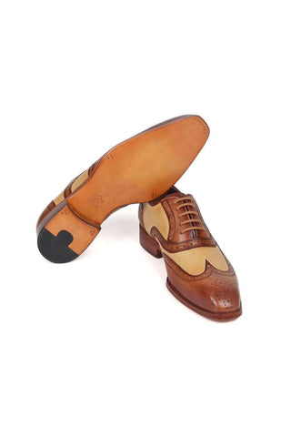 Paul Parkman 224BJ57 Brown & Beige Leather Wingtip Oxfords (PM6273)