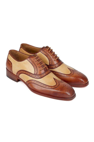 Paul Parkman 224BJ57 Brown & Beige Leather Wingtip Oxfords (PM6273)