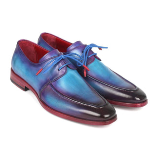 Paul Parkman 23SX84 Men's Shoes Turquoise & Purple Calf-Skin Leather Apron Derby Oxfords (PM6318)-AmbrogioShoes